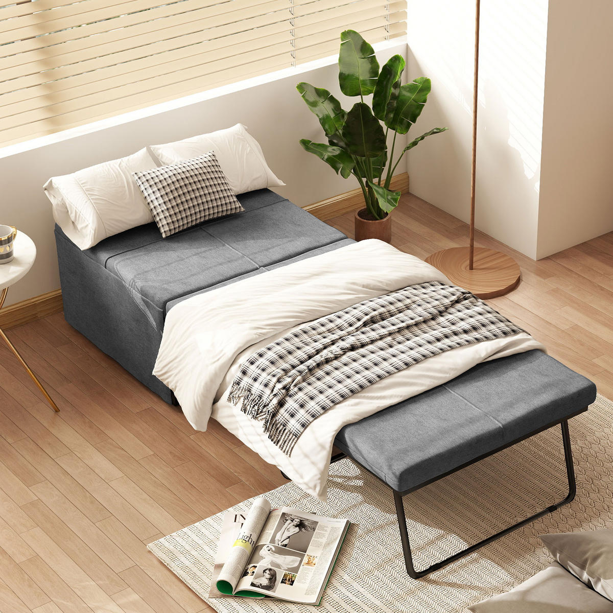 KLAPPBETT ca. 190x60 cm Gästebett mit 8cm Schaumstoff Matratze, faltbar Grau - Schwarz/Grau, Textil/Metall (69/190cm) - HOMCOM