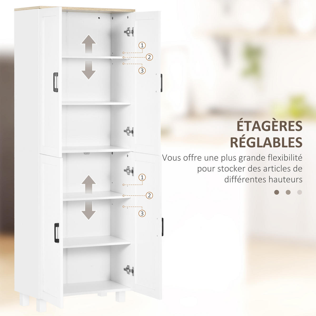 HIGHBOARD DE-11153 4 Türen & 2 verstellbare Böden Weiß - Weiß, Holzwerkstoff (30/170.5/60cm) - ComfortXL