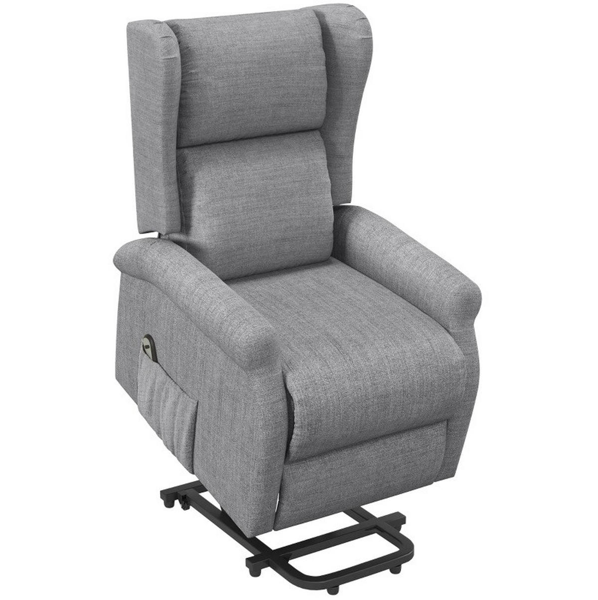 RELAXSESSEL in Grau 94x74x111 cm mit elektrischer Aufstehhilfe und Liegefunktion bis 200 kg - Grau, Textil (74/111/94cm) - IVMEU