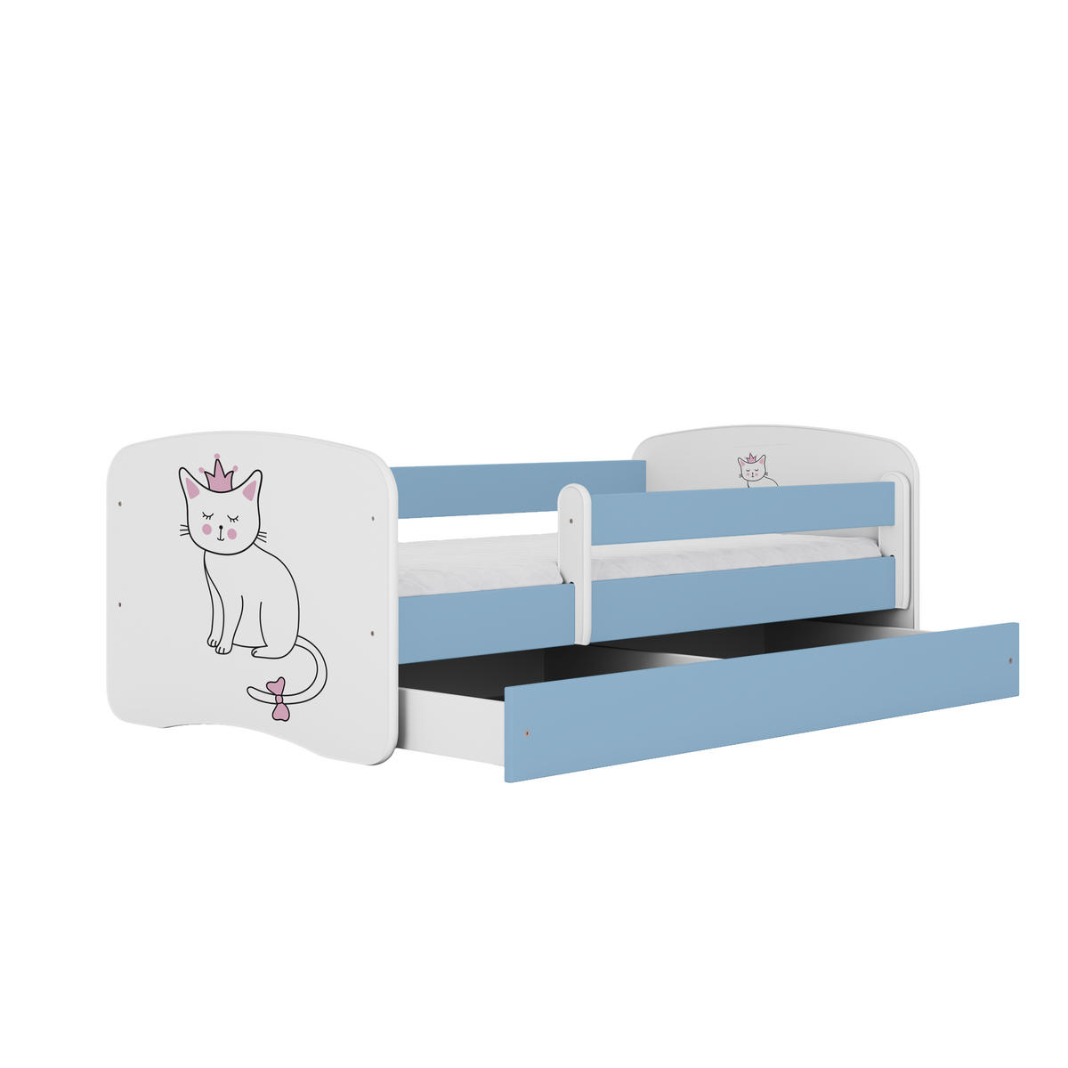 KINDERBETT Katze mit Schublade und Matratze 140/70 - Blau, Holzwerkstoff (70/140cm) - RAUMHIRSCH FURNITURE