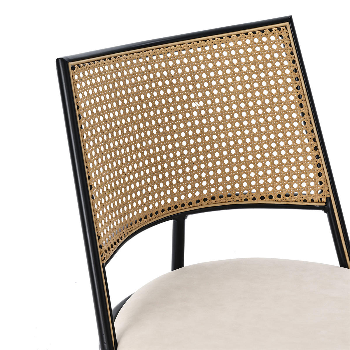 ESSZIMMERSTUHL 2er Set PU Sitz Rattan Rückenlehne schwarz - Schwarz, Metall (46/80/48cm) - Kaket
