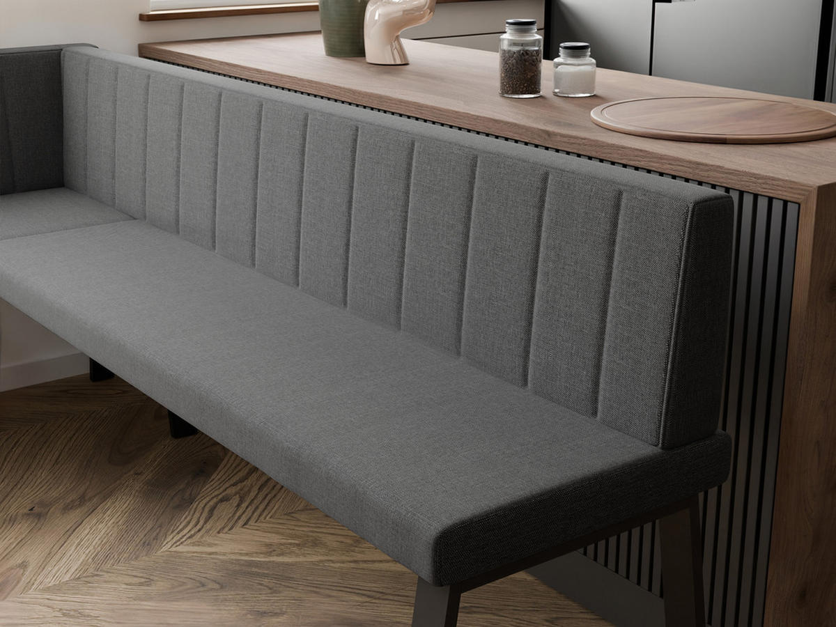 ECKBANK links MONO Y Webstoff gesteppt, 128/168 cm Dunkelgrau - Dunkelgrau, Textil/Metall (128/168cm) - Idohome