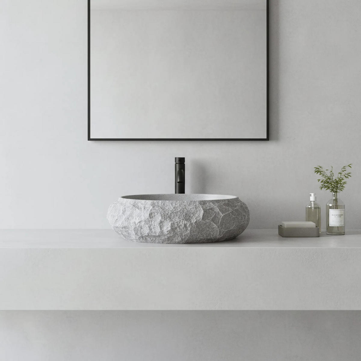 AUFSATZWASCHBECKEN Rea Mika Gabro - Grau, Kunststoff (38/15/50cm) - REA