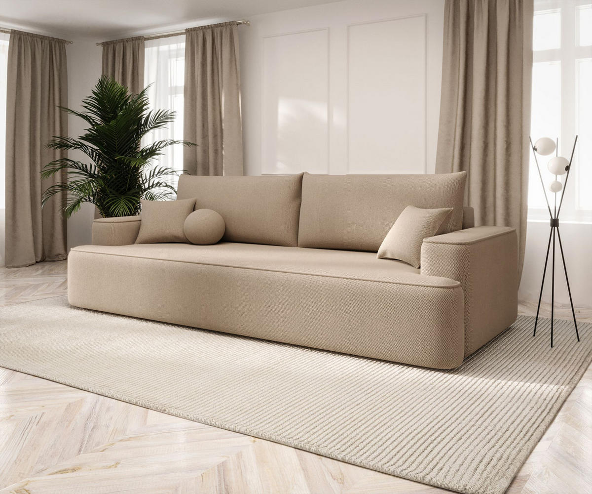 SOFA mit Schlaffunktion FIGO Curio 15 - Beige, Textil (250/75/150cm) - Bedante