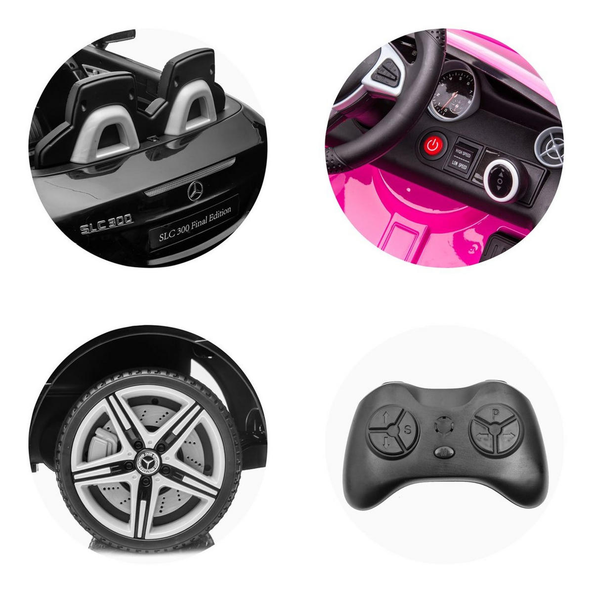 ELEKTROAUTO Mercedes SLC300 pink Fernbedienung MP3 Bluetooth - Rosa, Kunststoff (107/63/44cm) - Chipolino