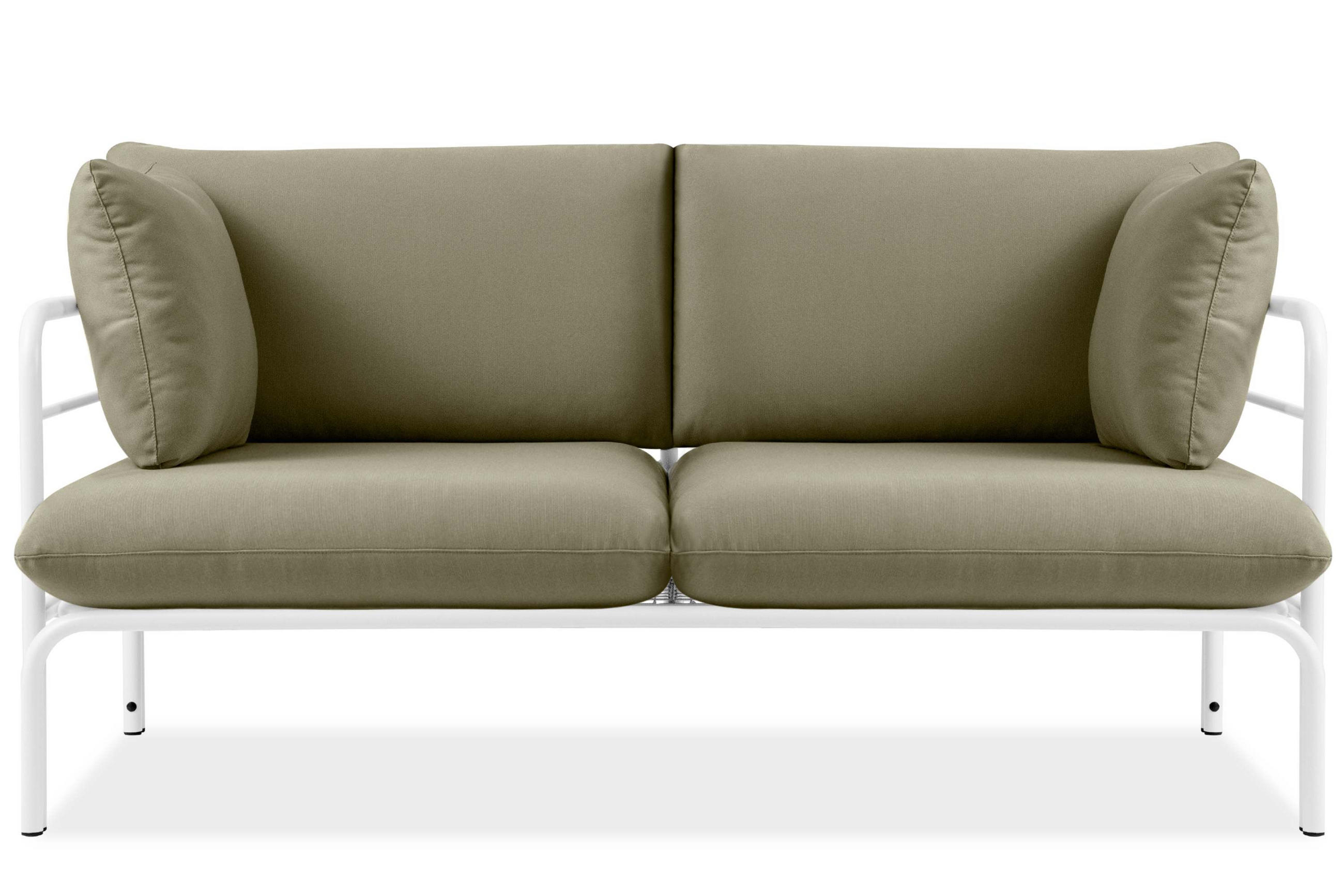 GARTENSOFA RAMBE 2-Personen mit Kissen, Weiß/Beige - Beige/Weiß, Textil/Metall (150/80/80cm) - KONSIMO®