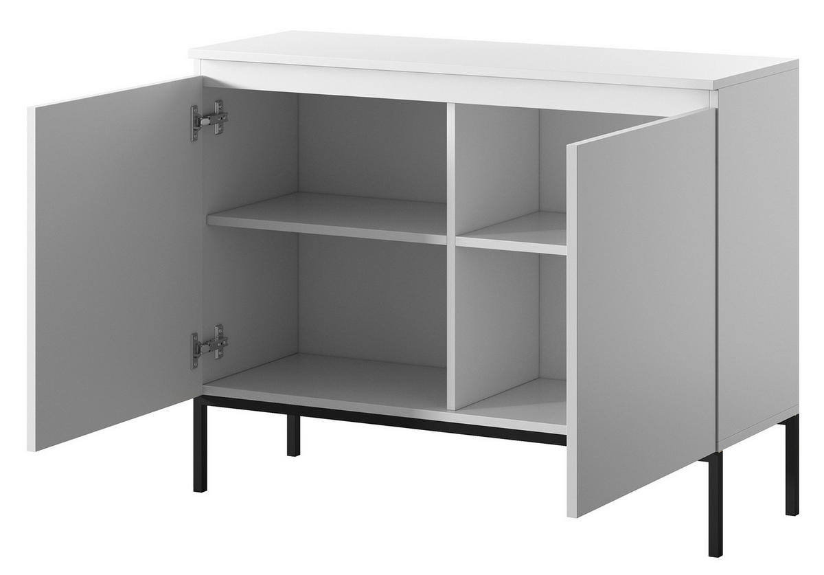 SIDEBOARD Bemmi Weiß mit schwarzen Beinen 2-türig 100 cm - Schwarz/Weiß, Holzwerkstoff/Metall (100/77/35cm) - Selsey