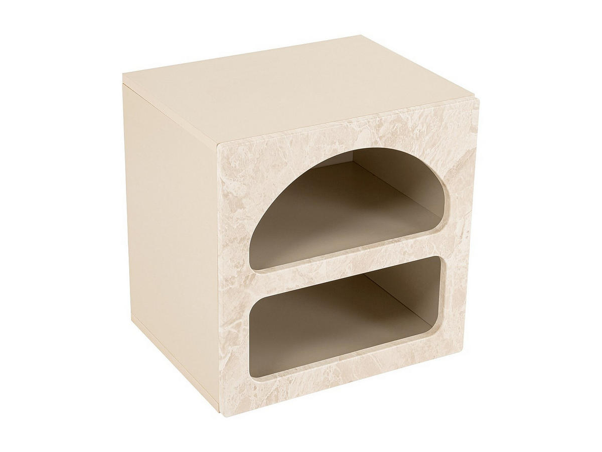 NACHTTISCH mit Stauraum - Marmor-Optik Beige - LUELA - Beige, Holz (50/50/40cm) - Vente-Unique