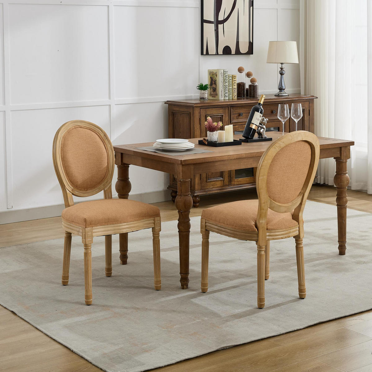 STUHL-SET DE-36323 2 Stück mit antikem Holzrahmen Cognac - Cognac, Holz (49/95/59.5cm) - ComfortXL