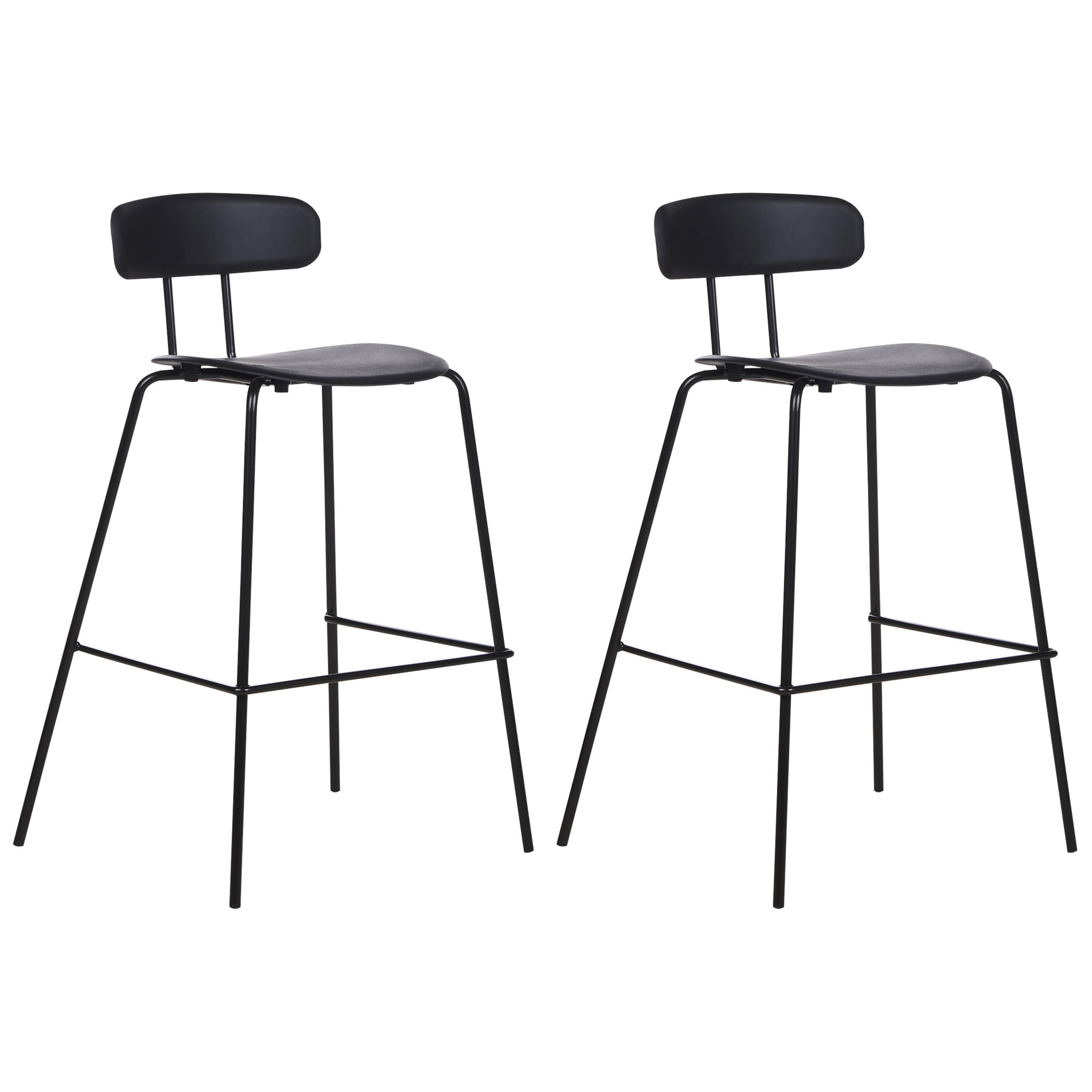 BARSTUHL 2er-Set Kunststoff/Metall schwarz Sibley - Schwarz, Kunststoff (53/95/52cm) - Beliani