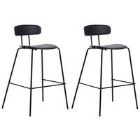BARSTUHL 2er-Set Kunststoff/Metall schwarz Sibley - Schwarz, Kunststoff (53/95/52cm) - Beliani