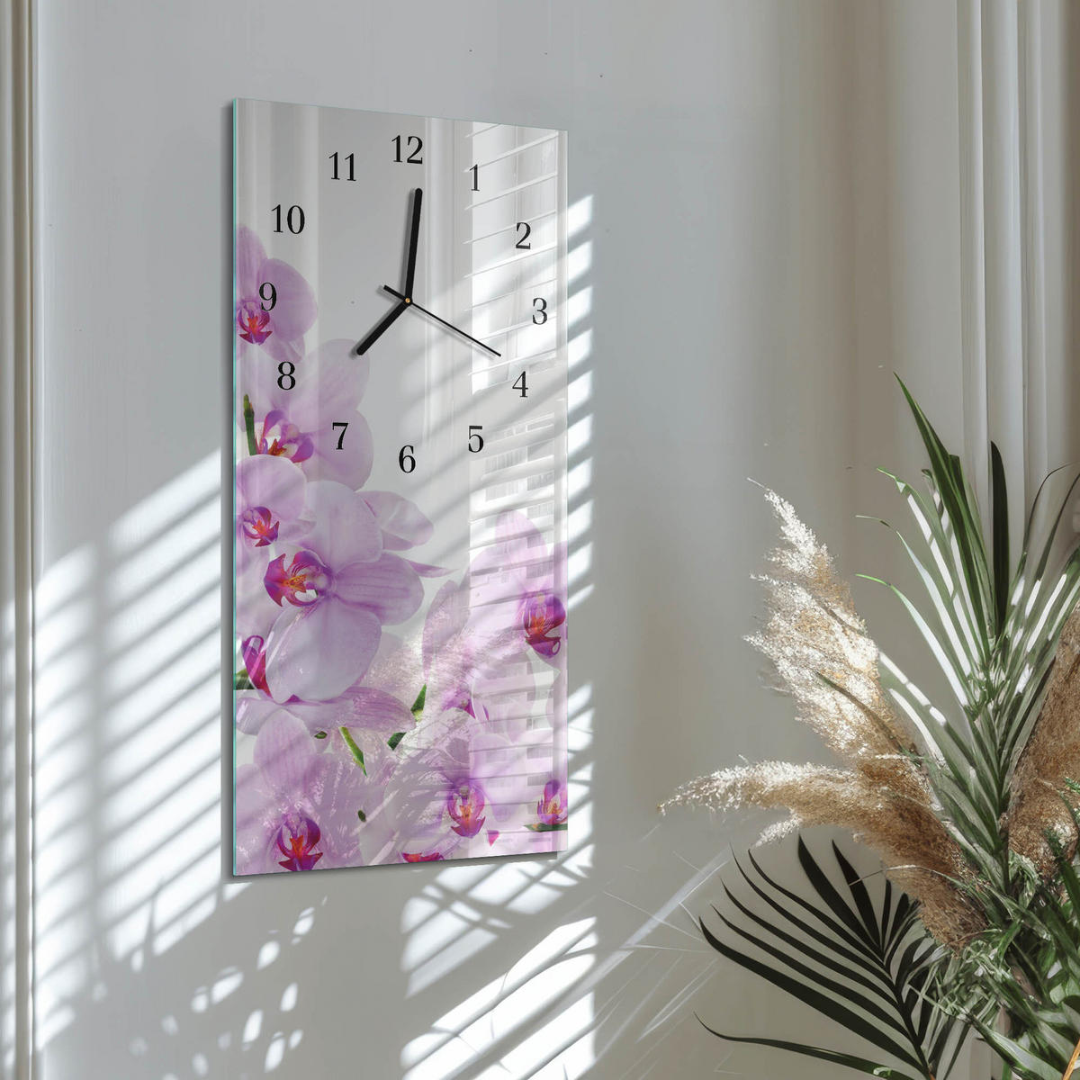 WANDUHR 60x30 cm - Abstraktion - Lila, Glas (30/60/0.4cm) - TULUP