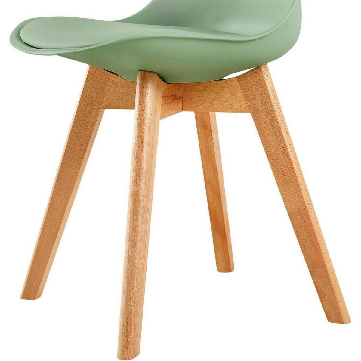ESSZIMMERSTUHL 6er Set Eiscreme Grün mit Massivholzbein - Hellgrün, Kunststoff (47.5/82/41cm)