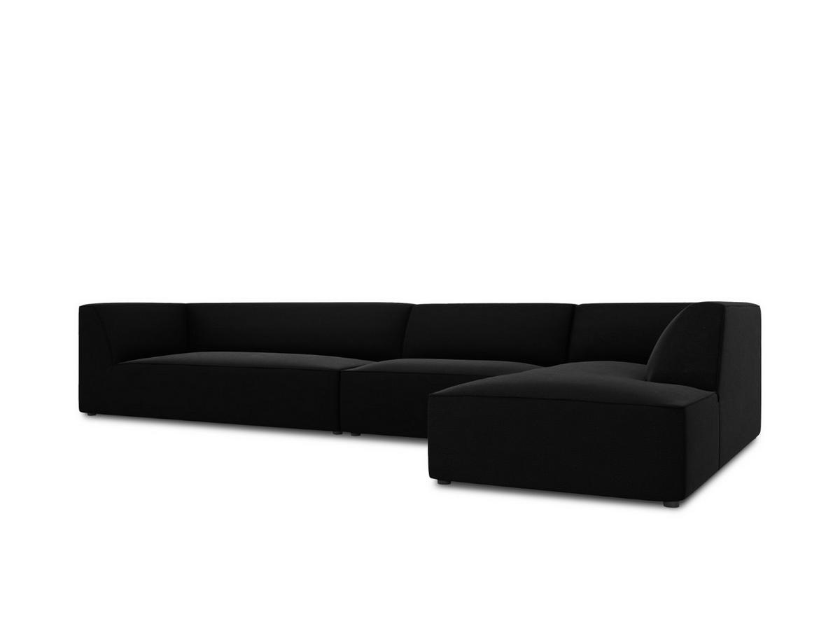 ECKSOFA rechts Ruby aus Samt schwarz 5 Sitzplätze - Schwarz, Textil (180/366cm) - Micadoni