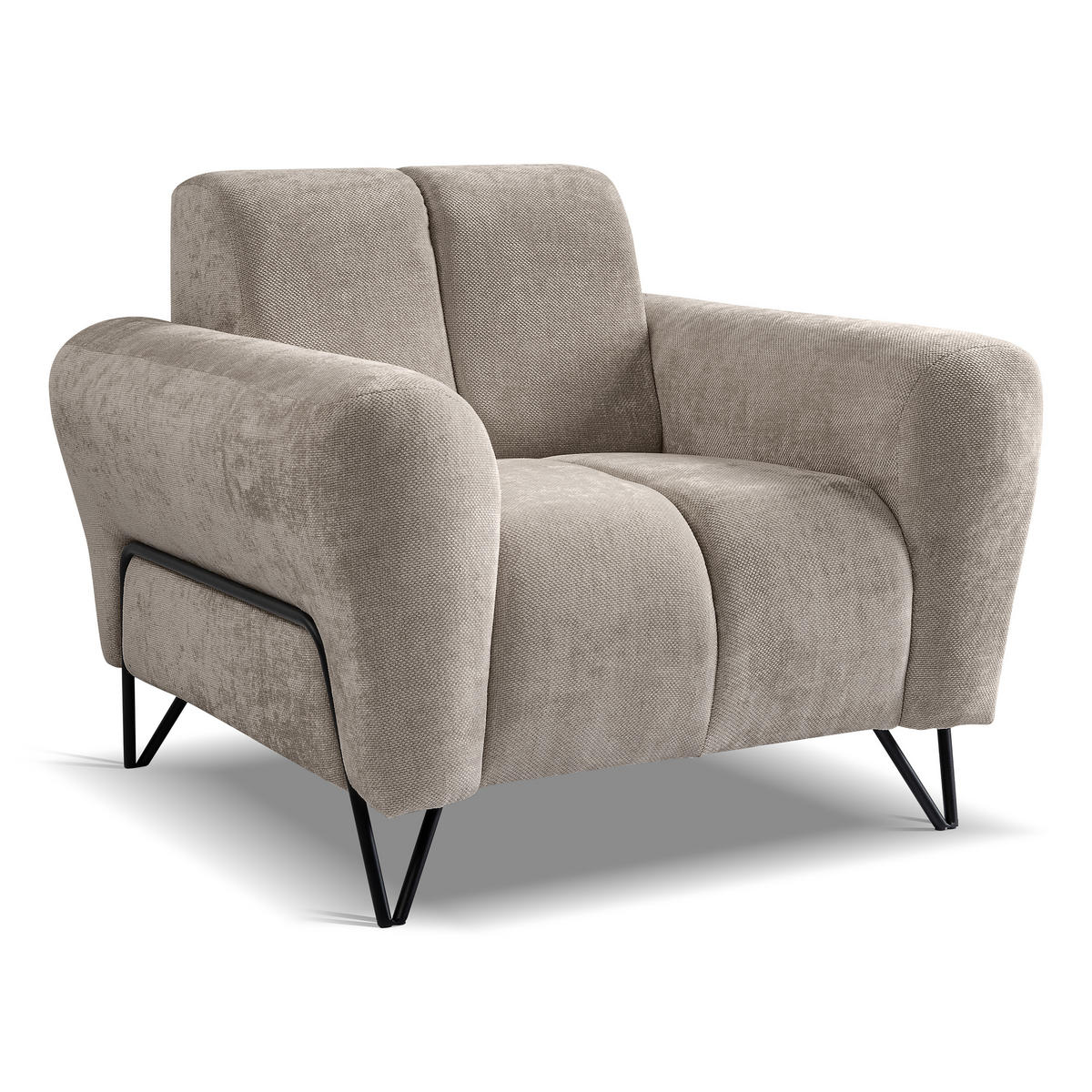 SITZGARNITUR Volare Sofas+Sessel, ohne Schlaffunktion, Cappuccino - Cappuccino, Textil/Metall (220/83/98cm) - Beautysofa