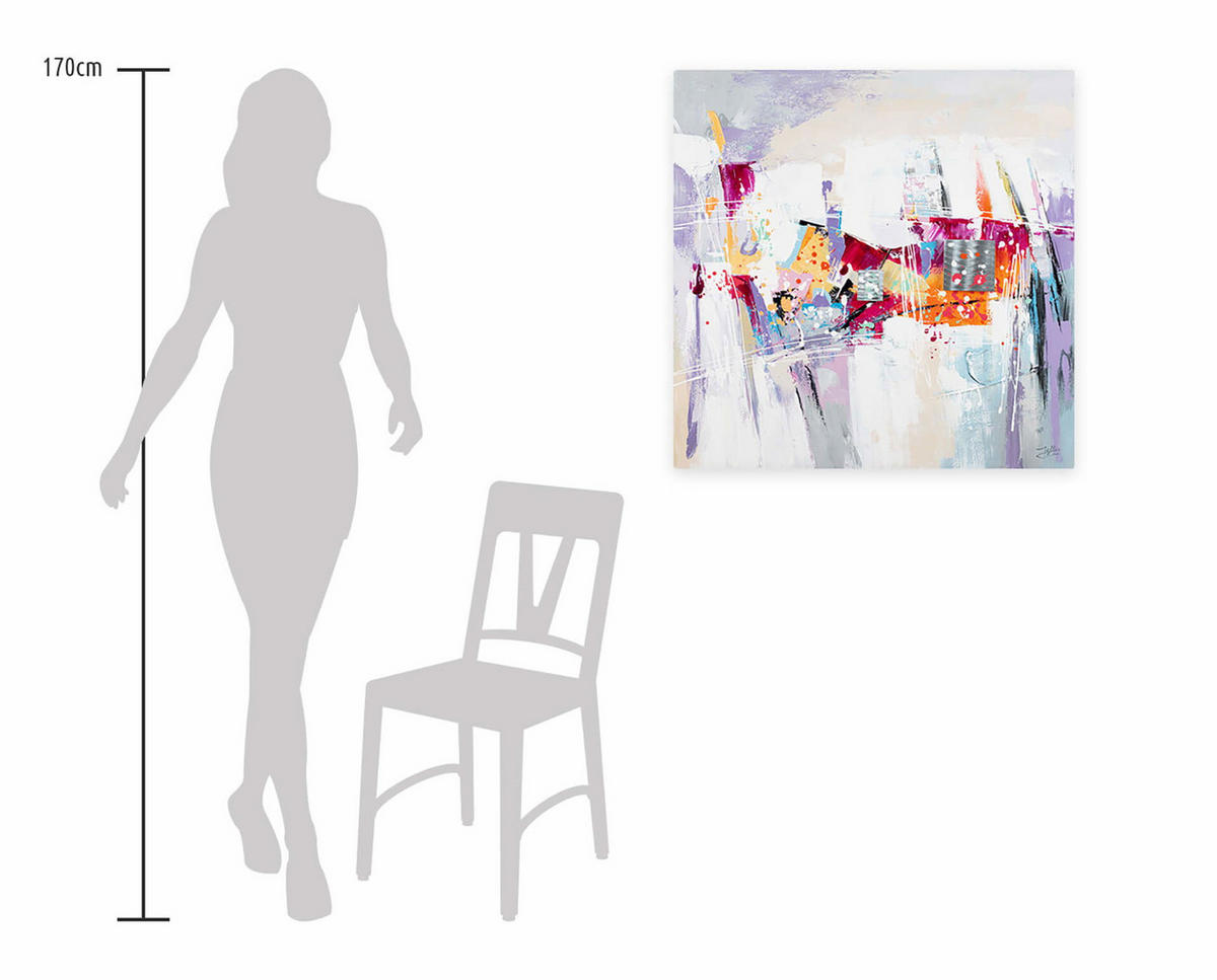 ÖLGEMÄLDE 80/80 cm - Pink/Lila, Holz/Textil (1.6/80cm) - KUNSTLOFT