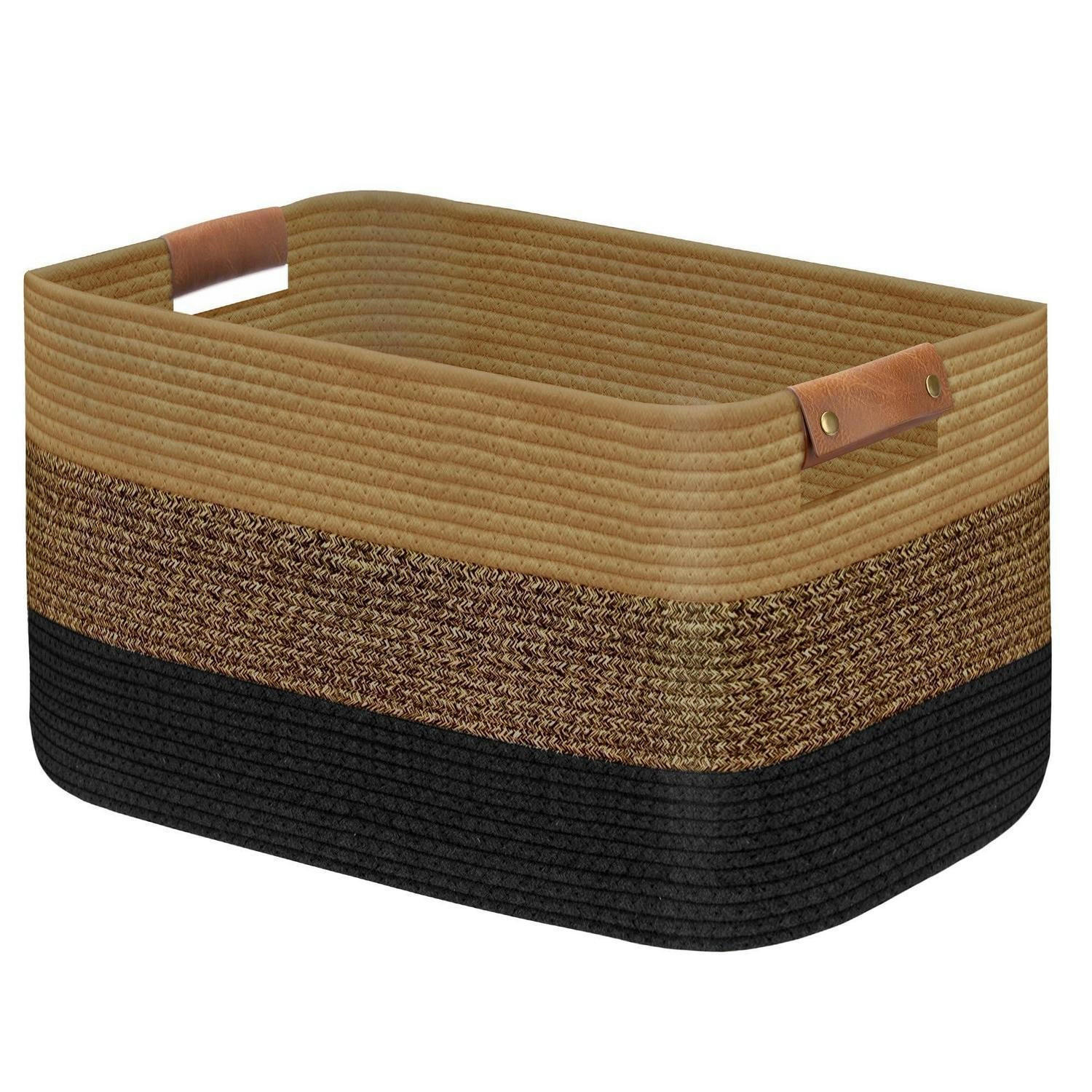 WÄSCHEKORB Baumwollseil Schwarz Dunkelbraun 55 x 38 x 30 cm - Multicolor, Naturmaterialien (55/30/38cm)