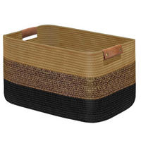 WÄSCHEKORB Baumwollseil Schwarz Dunkelbraun 55 x 38 x 30 cm - Multicolor, Naturmaterialien (55/30/38cm)