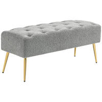 SITZBANK Polsterbank mit Lammwolle-Optik, Knopfheftung für Schlafzimmer, Grau - Grau, Kunststoff (41/46/112cm) - HOMCOM
