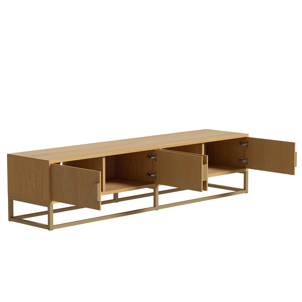 LOWBOARD DE-40550 4 Türen mit Rillenstruktur und Soft-Close Holz - Naturfarben, Holzwerkstoff (180/40/40cm) - ComfortXL