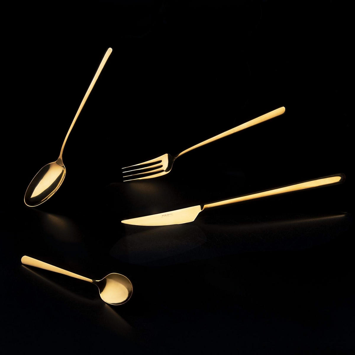 BESTECKSET Linear - Gold - 16-teilig / 4 Personen - Goldfarben, Metall - Jay Hill