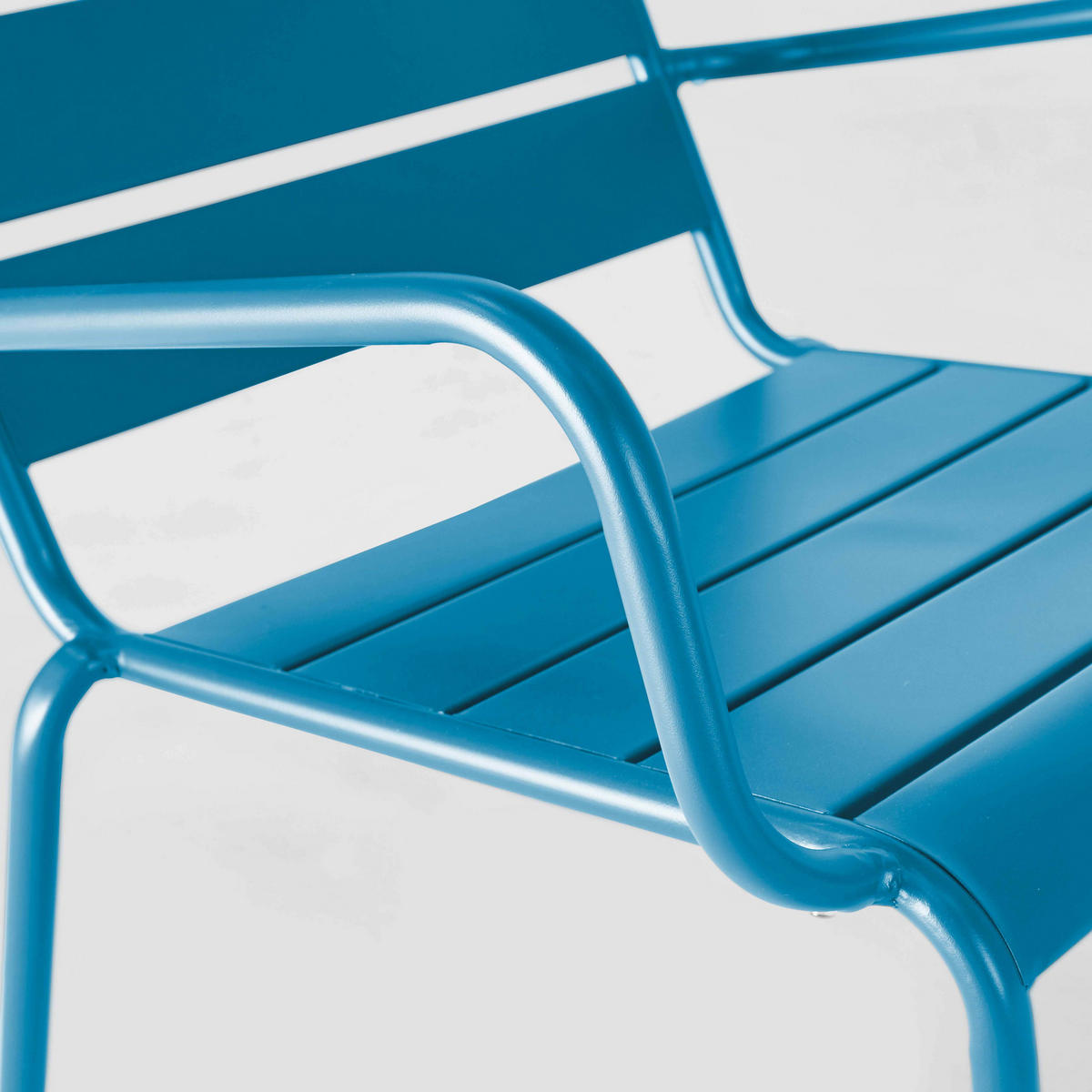 RELAXSESSEL MIT HOCKER 2-tlg., Pazifikblau - Dunkelblau, Metall (64/72/60cm) - Oviala