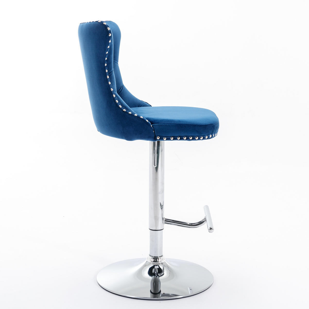 BARHOCKER 2er-Set höhenverstellbar mit Samtbezug, Blau - Blau, Textil (46/115/46cm)