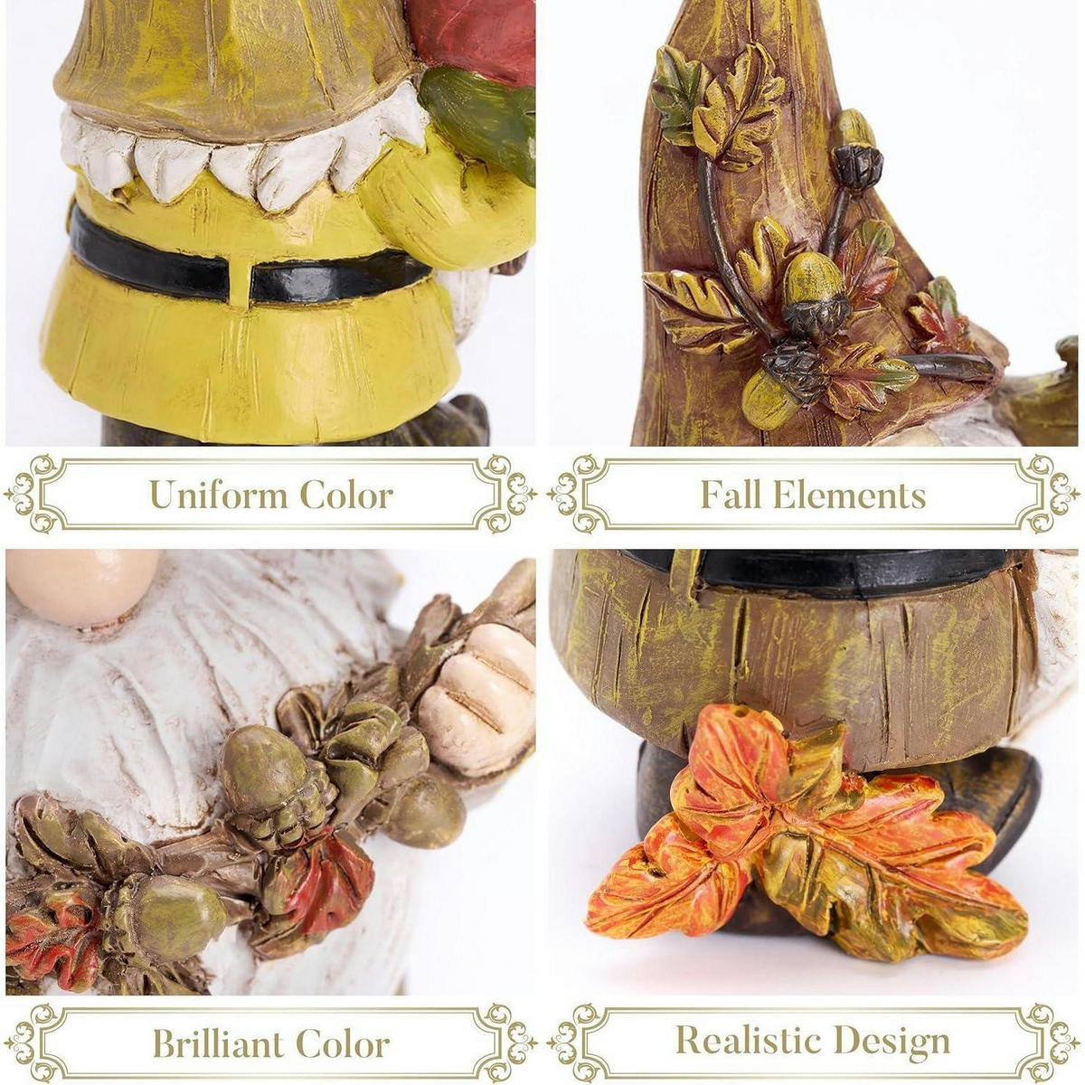 HERBSTDEKO Figuren 3er Set Kunstharz Zwerge 15 cm - Multicolor, Kunststoff (1/1/1cm)