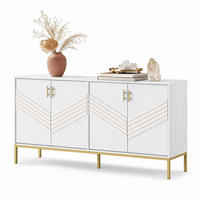 SIDEBOARD aus MDF 160x40x80,5 cm Weiß mit Holzmaserung, 4 Türen und verstellbaren Einlegeböden - Weiß, Holzwerkstoff (160/80.5/40cm) - IVMEU