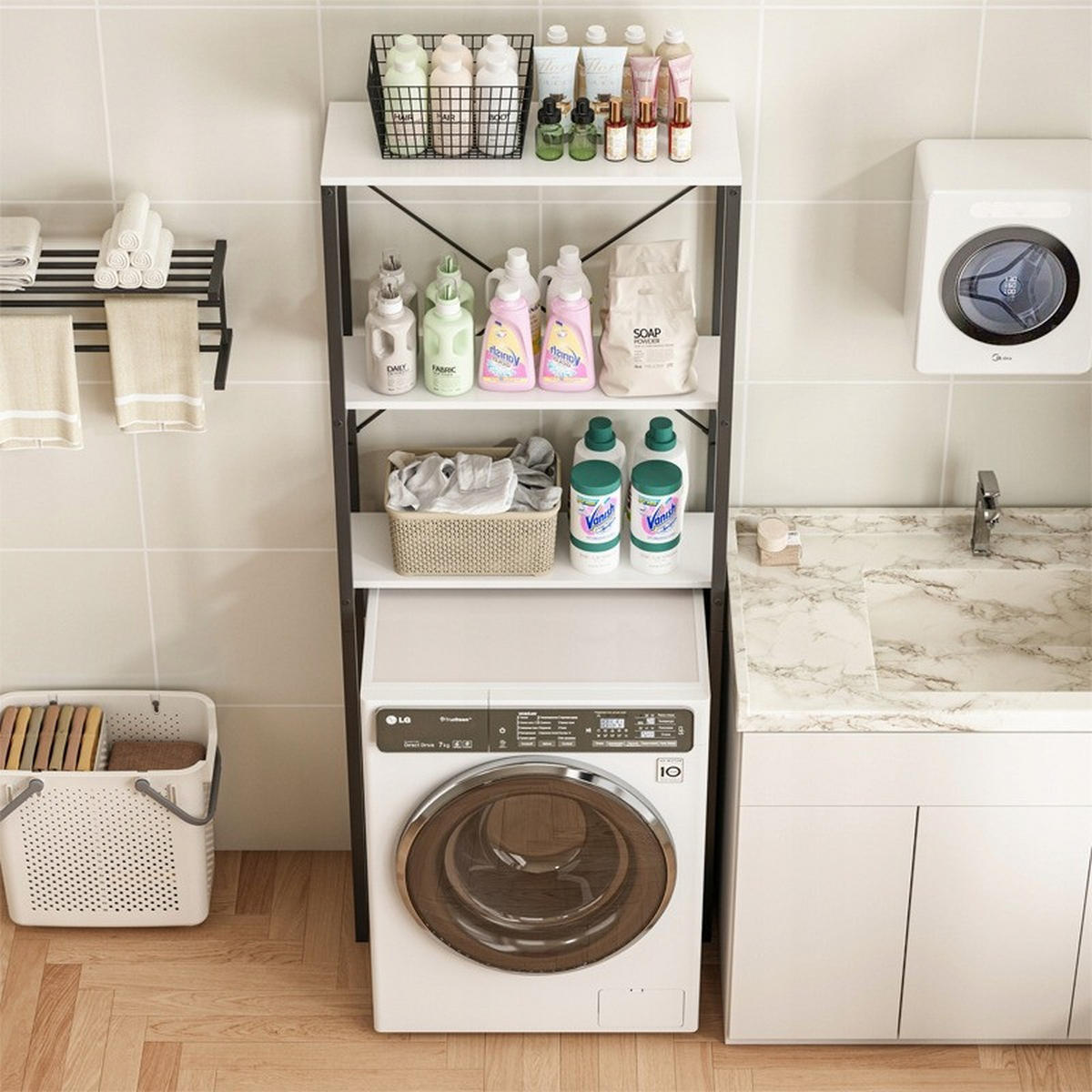 BADEZIMMERREGAL, braun 66/34/160 cm - Braun, Holzwerkstoff (66/160/34cm)