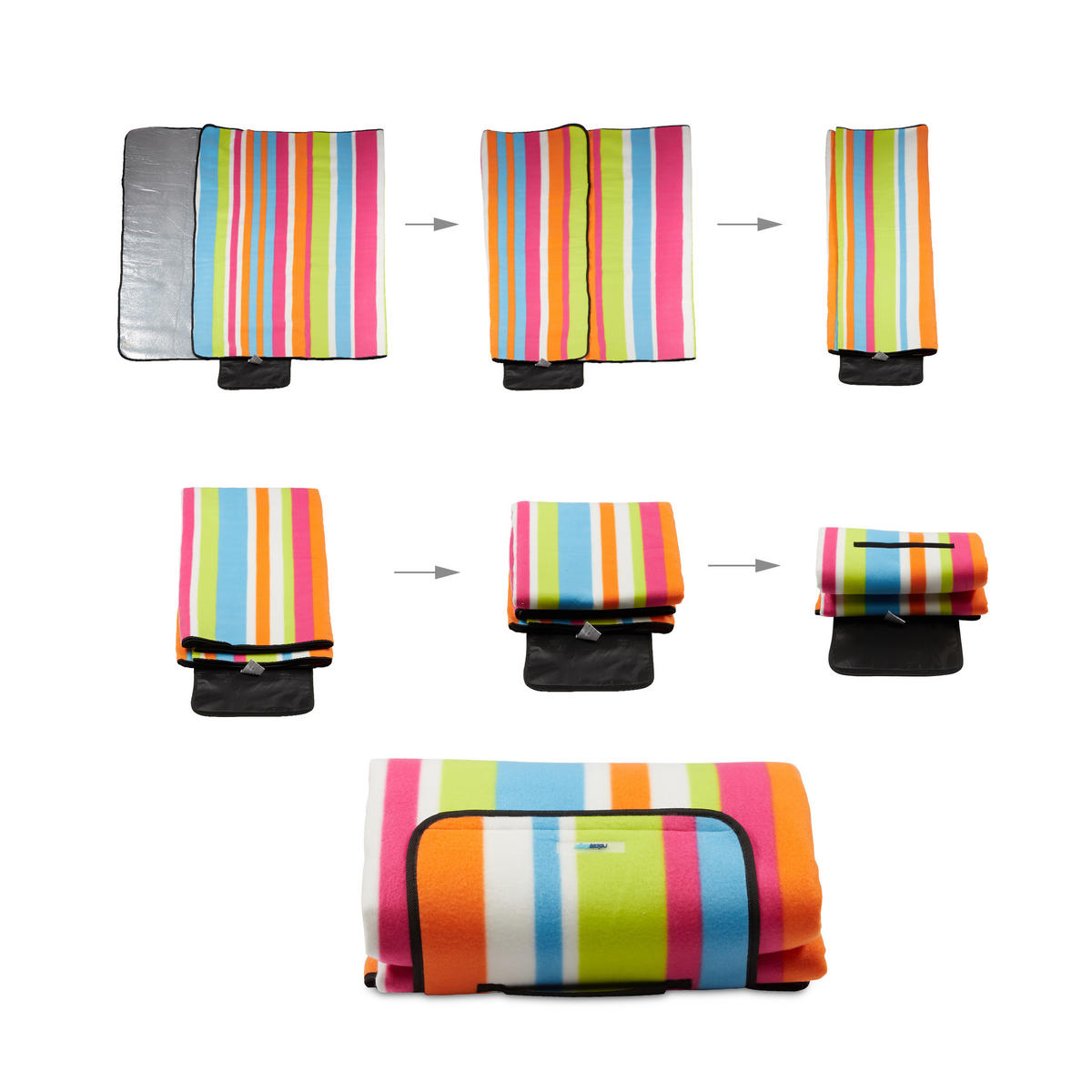 PICKNICKDECKE - Pink/Orange, Textil/Metall (200/200cm) - Relaxdays