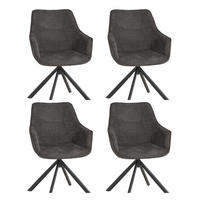 ESSZIMMERSTUHL 4er Set San Carlo grau drehbar - Schwarz/Grau, Textil/Metall (57/87/67cm) - Mr. Deko