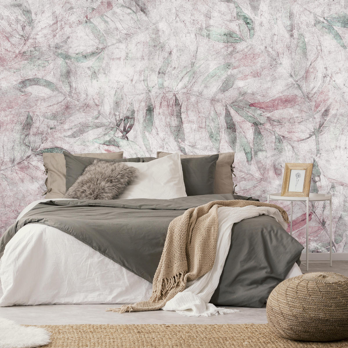 FOTOTAPETE Blätter Beton Abstraktion Vintage 150x105 - Violett/Rosa, Papier (150/105cm) - Muralo