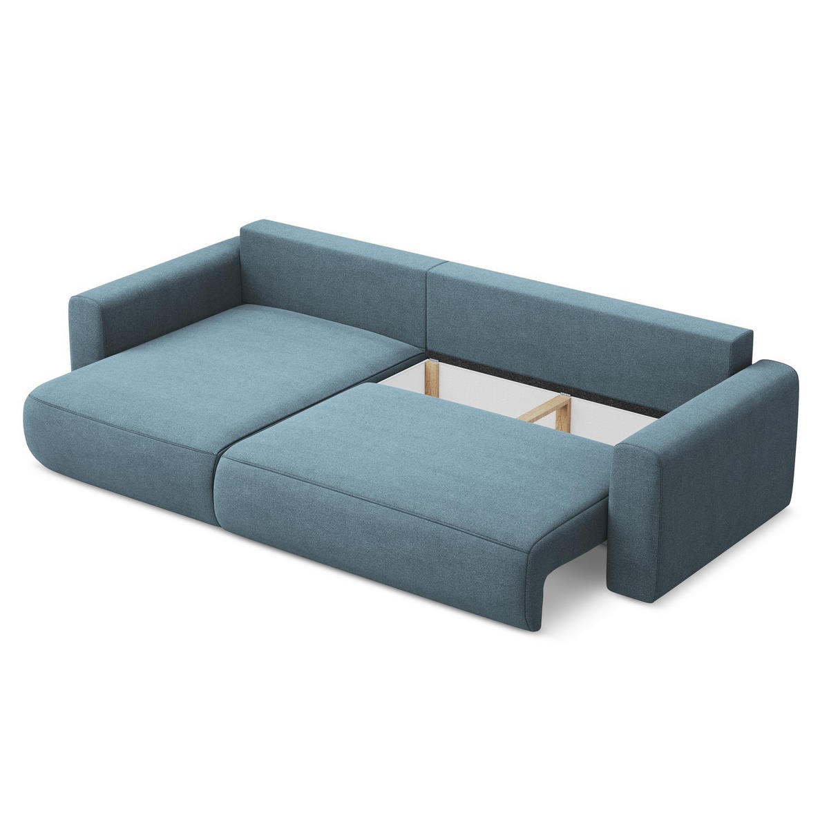 ECKSOFA mit Schlaffunktion Strukturstoff Stoff Blau - Blau/Schwarz, Kunststoff/Textil (149/278cm) - LaMiaSofa