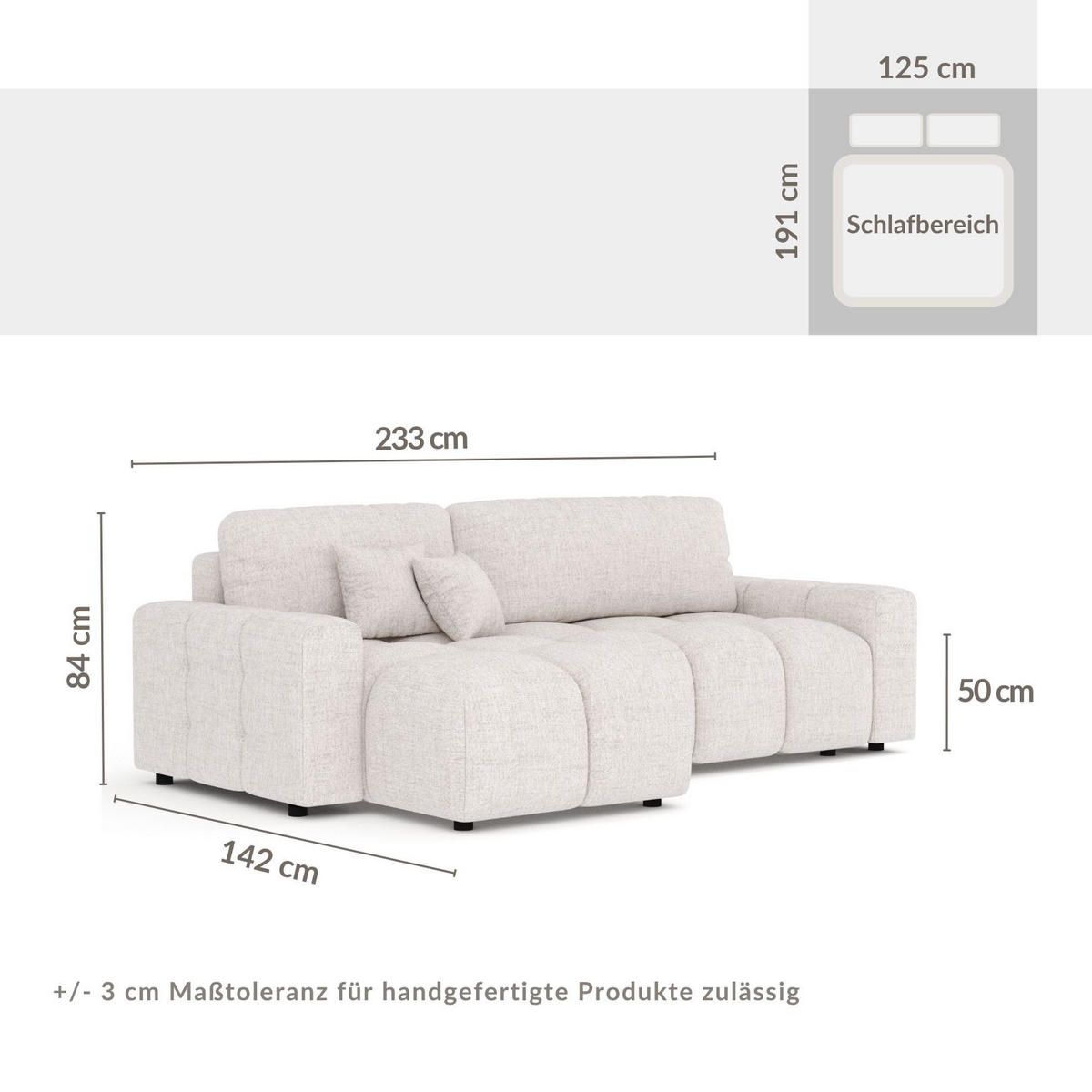 ECKSOFA MIT SCHLAFFUNKTION Ucci Grau Webstoff - Schwarz/Grau, Holz/Holzwerkstoff (233/142cm) - Maison de Reve