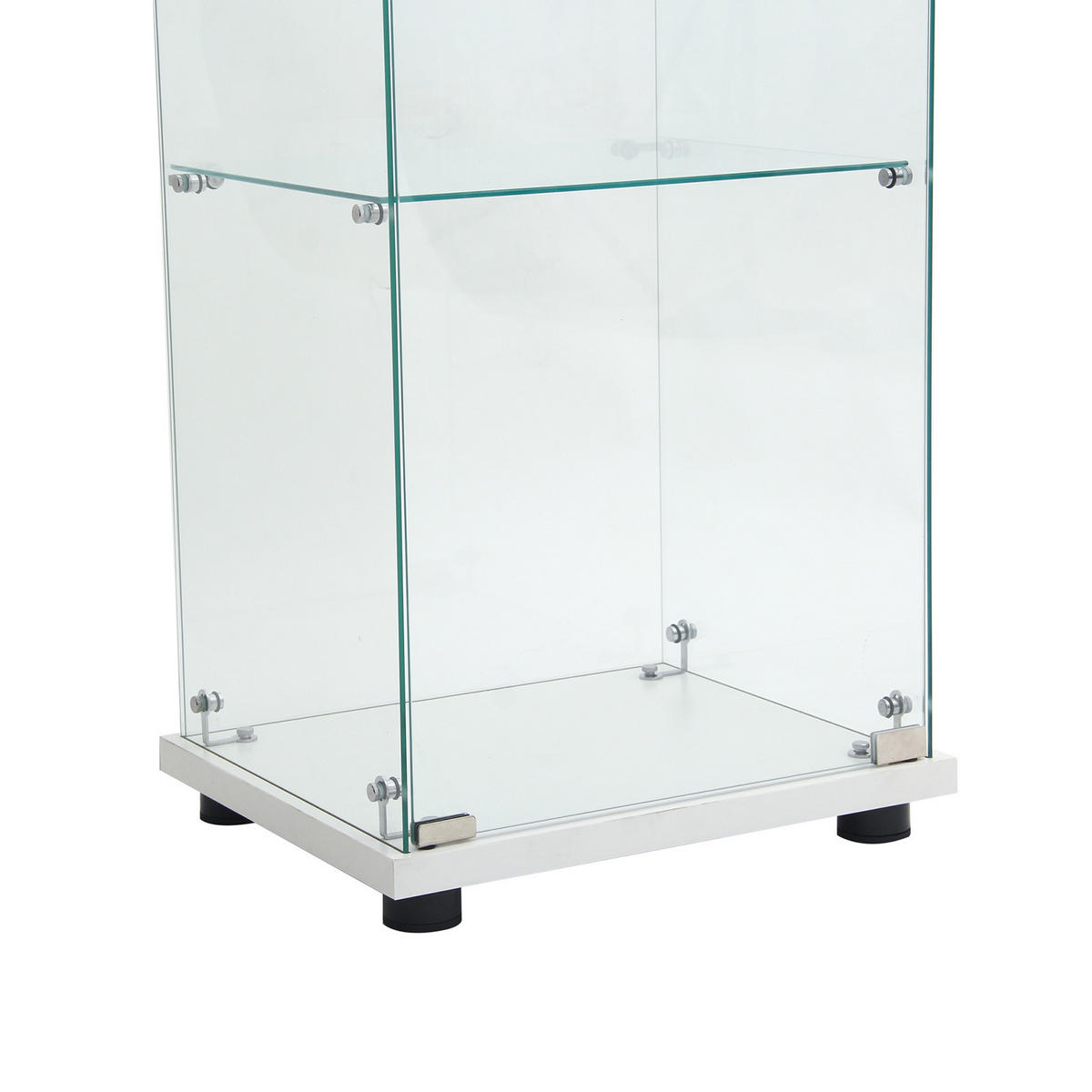 GLASVITRINE 42x36x125 cm mit 3 Einlegeböden, Einzeltür, LED-Beleuchtung und Sicherheitsschloss in weiß - Weiß, Glas/Holz (36/125/42cm) - BRILVERDE