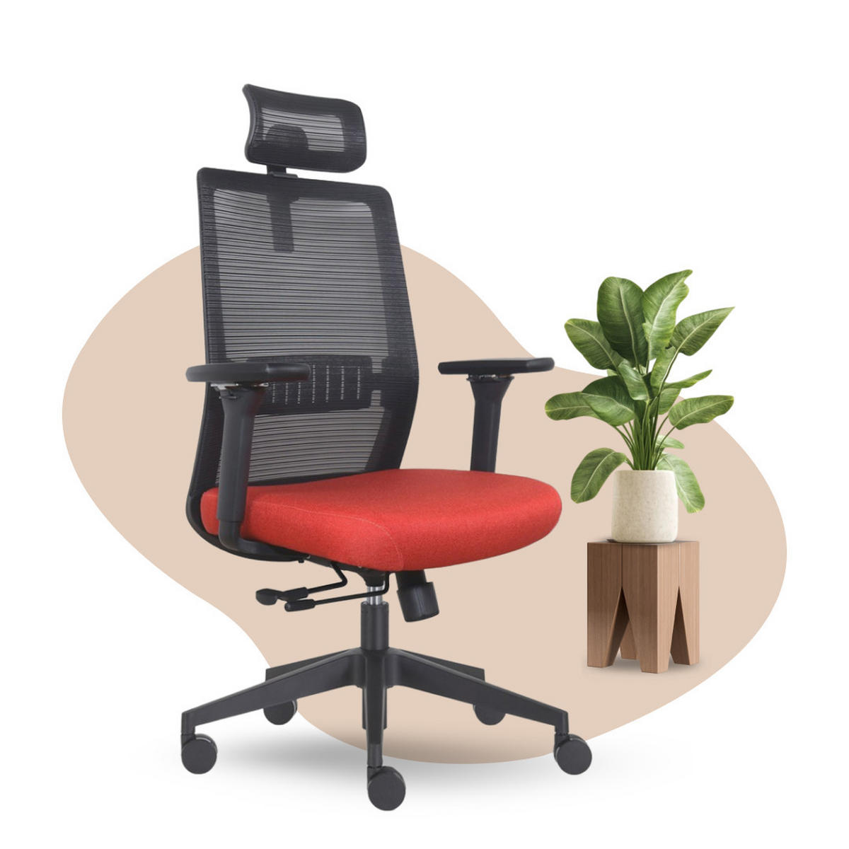 BÜROSTUHL Napoli Deluxe 4D - NEN-EN 1335 - Rot - Rot/Schwarz, Textil (70/118/62cm) - Sedero