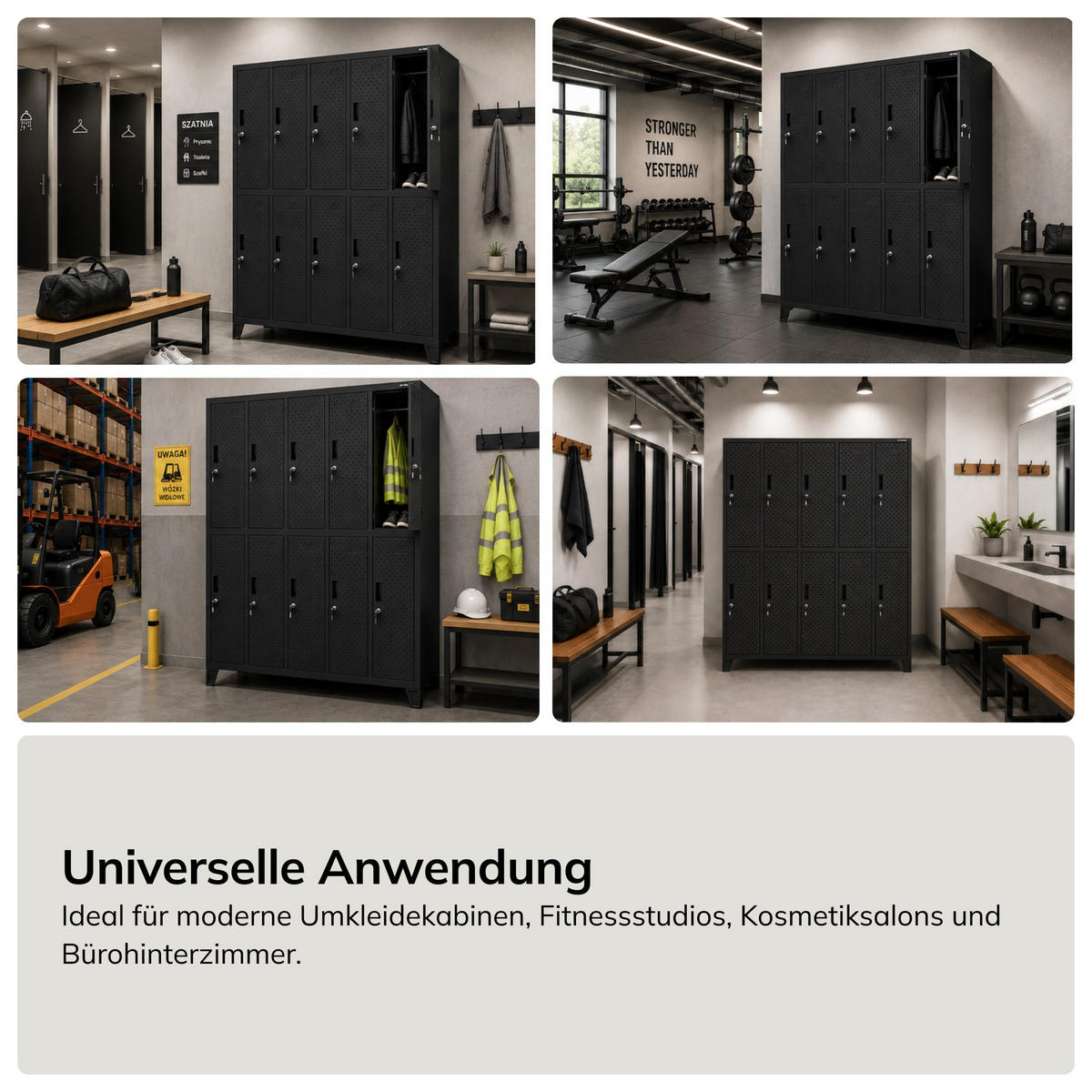 ARBEITSSCHUTZ-KLEIDERSCHRANK BARTEK PRO 172x136x45 cm - Schwarz, Metall (136/172/45cm) - Jan Nowak