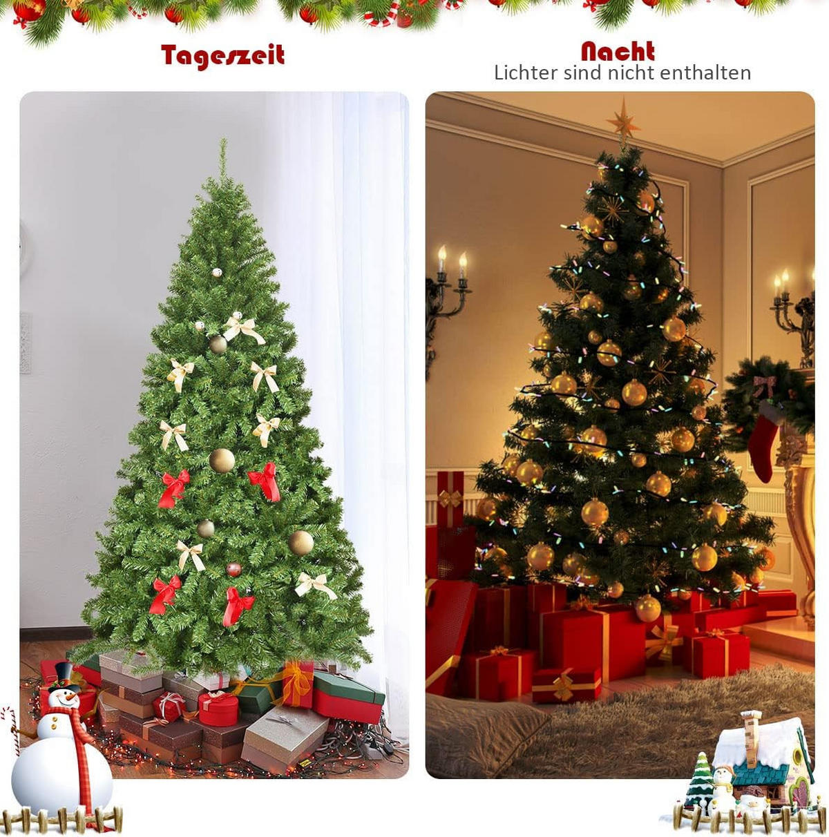 WEIHNACHTSBAUM 225cm Grün - Grün, Kunststoff (225cm) - COSTWAY