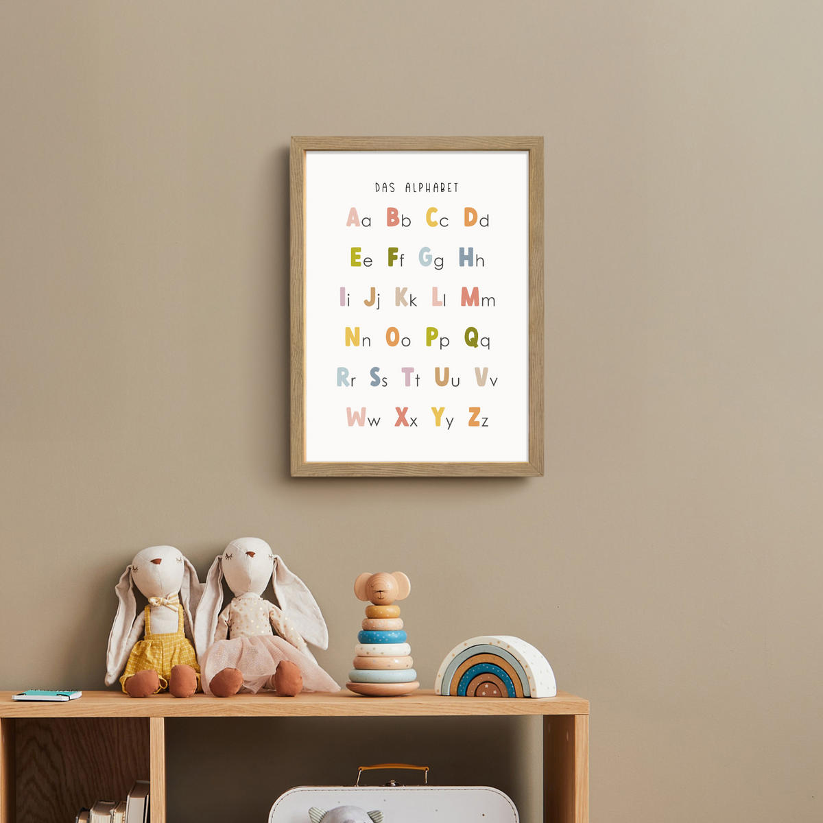 NACHTTISCHLAMPE MIT AKKU Pädagogisch - Alphabet lernen - Farbenfroh - Weiß - Buchstaben 30x40 cm - Weiß, Holzwerkstoff (8/30/40cm) - OnlyWow