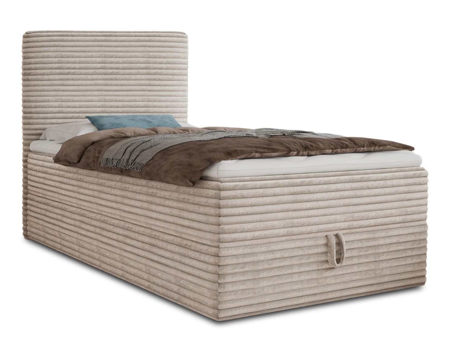 BOXBETT Mollo Mini - 100x200 - beige (Tilia 03, Cord) - Beige/Schwarz, Holz/Holzwerkstoff (100/200cm) - Sofnet