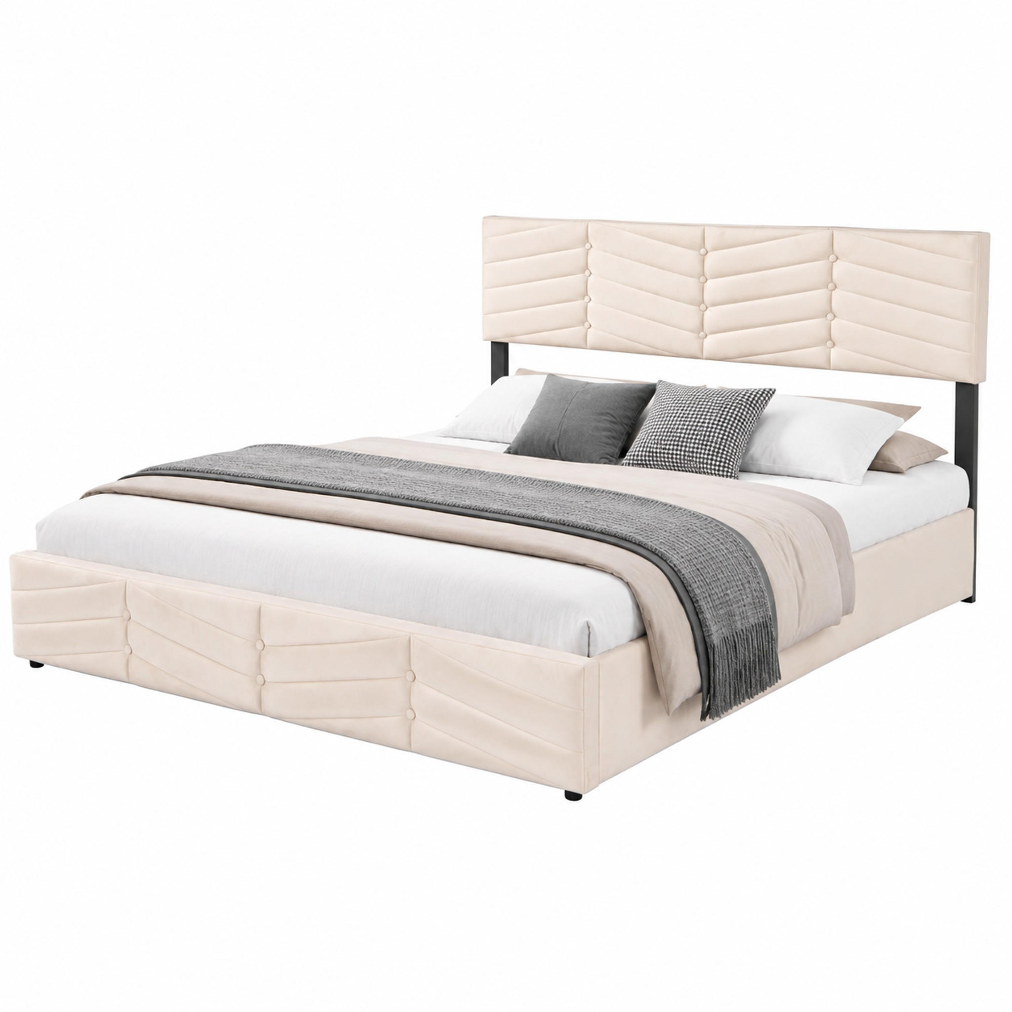 Beauniv Polsterbett Beige 180x200 cm