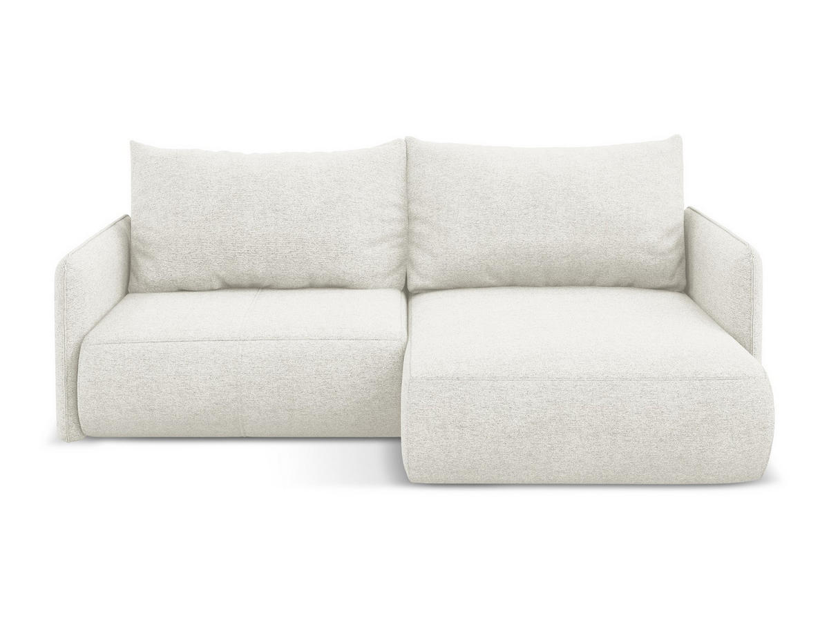 ECKSOFA mit Schlaffunktion Chenille Stoff Weiß - Schwarz/Weiß, Kunststoff/Textil (207/148cm) - Makamii