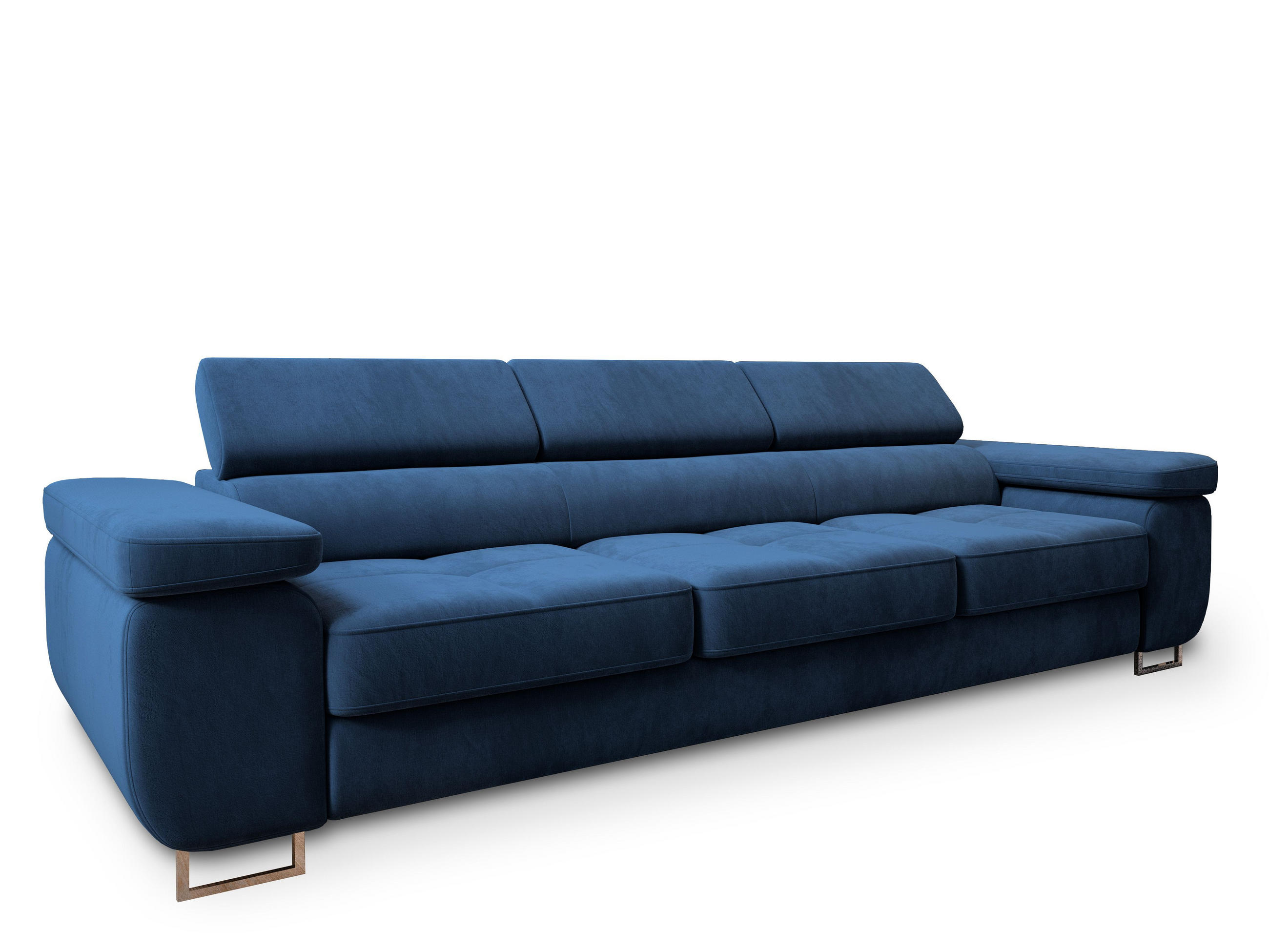 BETTSOFA MOSINE Blau Velours-Stoff mit Schlaffunktion - Blau, Textil (281/87/98cm) - MASSENO