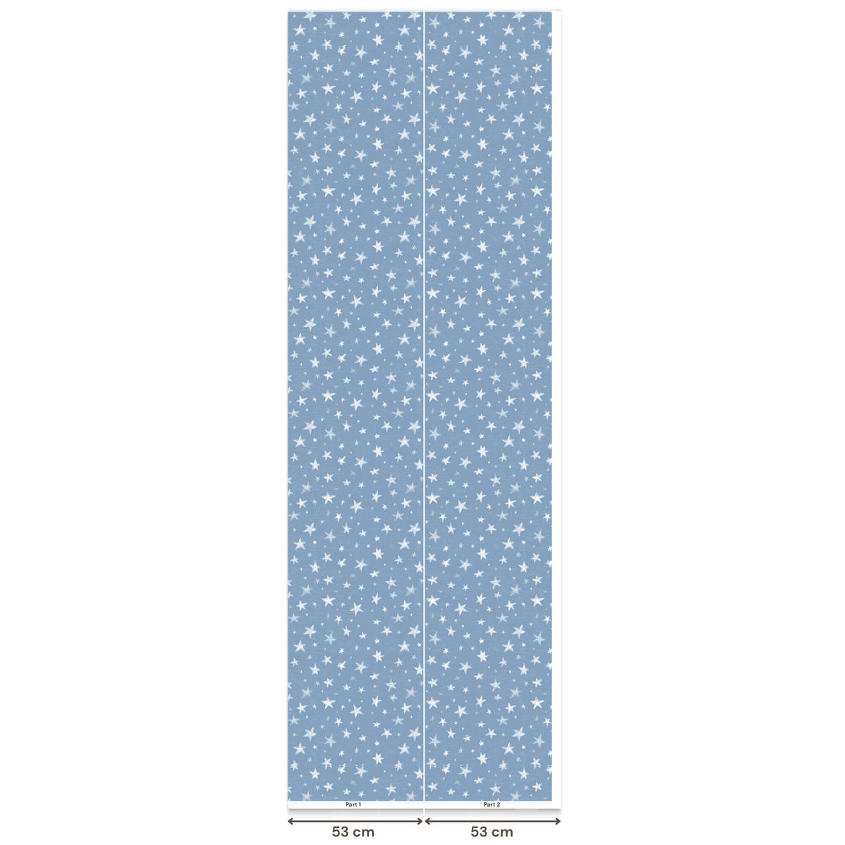 KINDERTAPETE - Sterne - Muster - Blau - 100x300 cm - Hellblau, Papier (100/300cm) - OnlyWow