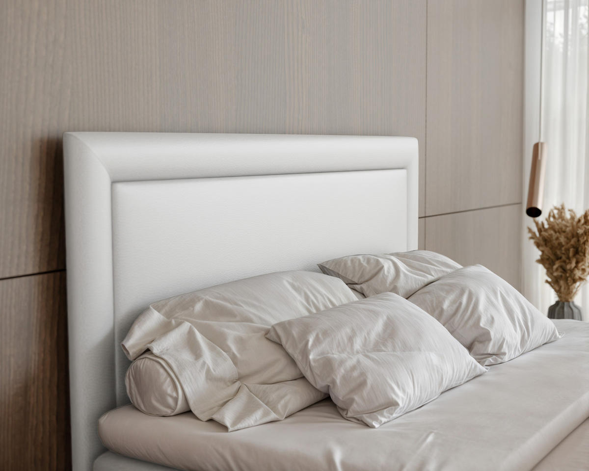 BOXBETT NERO 200/200 cm mit Matratze und Topper, Weiß - Schwarz/Weiß, Holzwerkstoff/Textil (200/200cm) - Idohome
