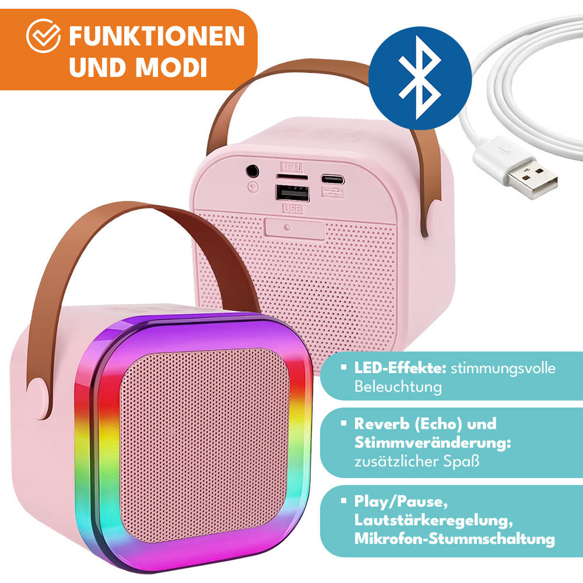 KARAOKE SPAß für Kinder - Rosa, Kunststoff (10/10cm) - KRUMAD