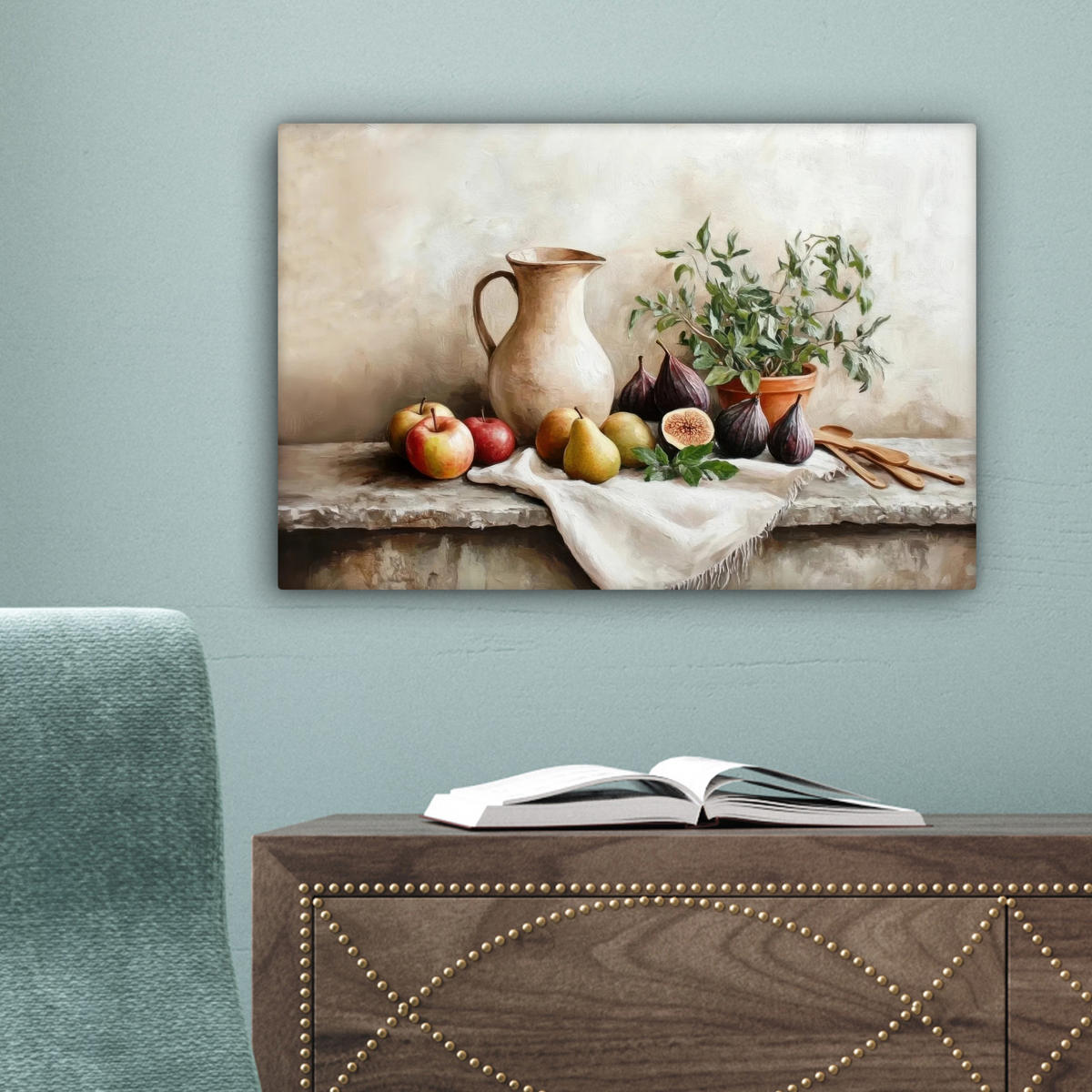 LEINWANDBILD Obst - Kräuter - Ländlich 30x20 cm - Naturfarben, Textil (30/20cm) - MuchoWow