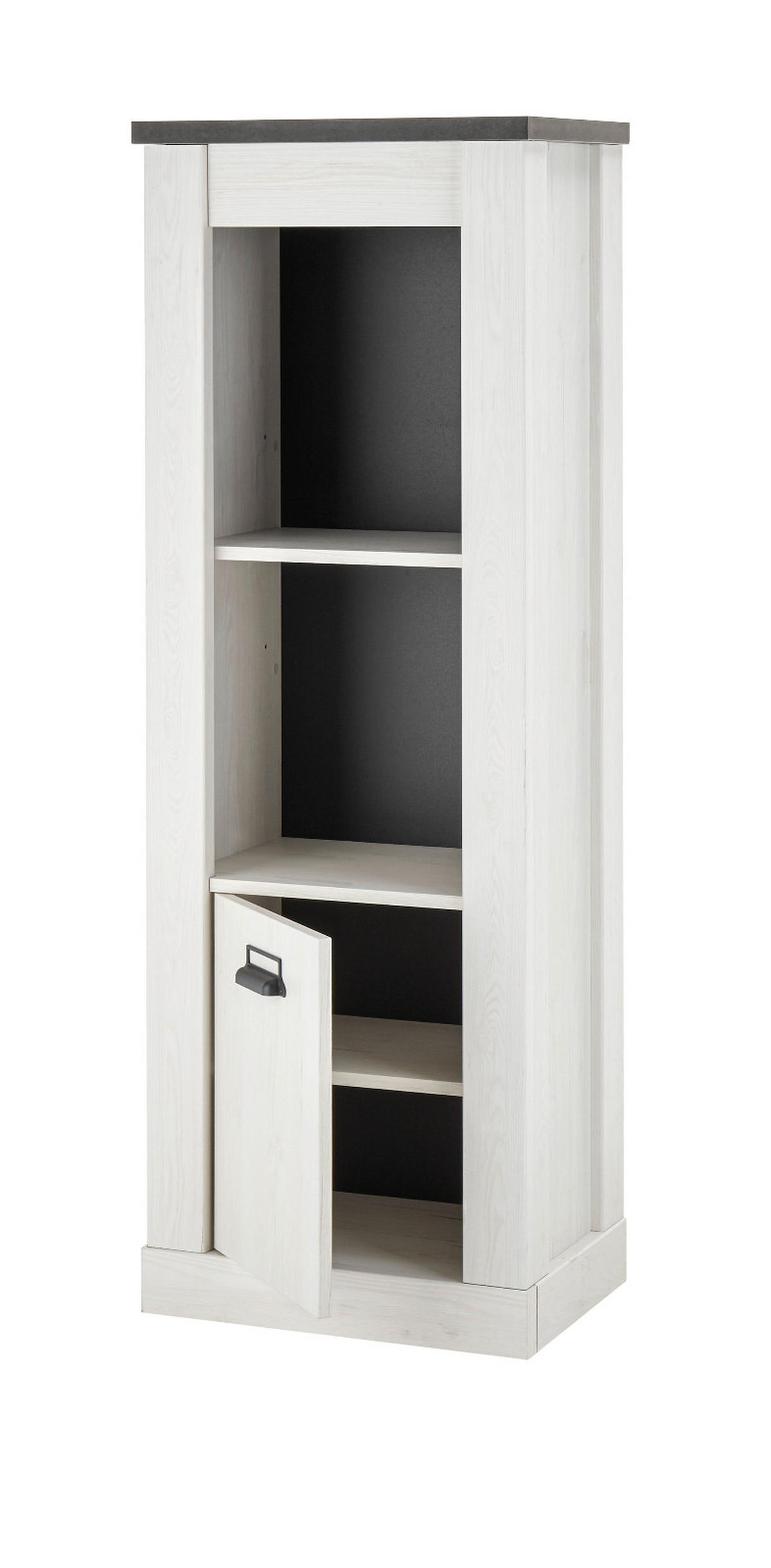 REGAL weiß Pinie, anthrazit, Landhaus, Regalschrank 51 x 146 cm - Anthrazit/Weiß, Holzwerkstoff/Metall (51/146/38cm) - Furn.Design