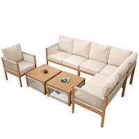 GARTENSET, 7-8 Personen, Abnehmbarer Bezug, Beige - Beige, Textil - FLIEKS